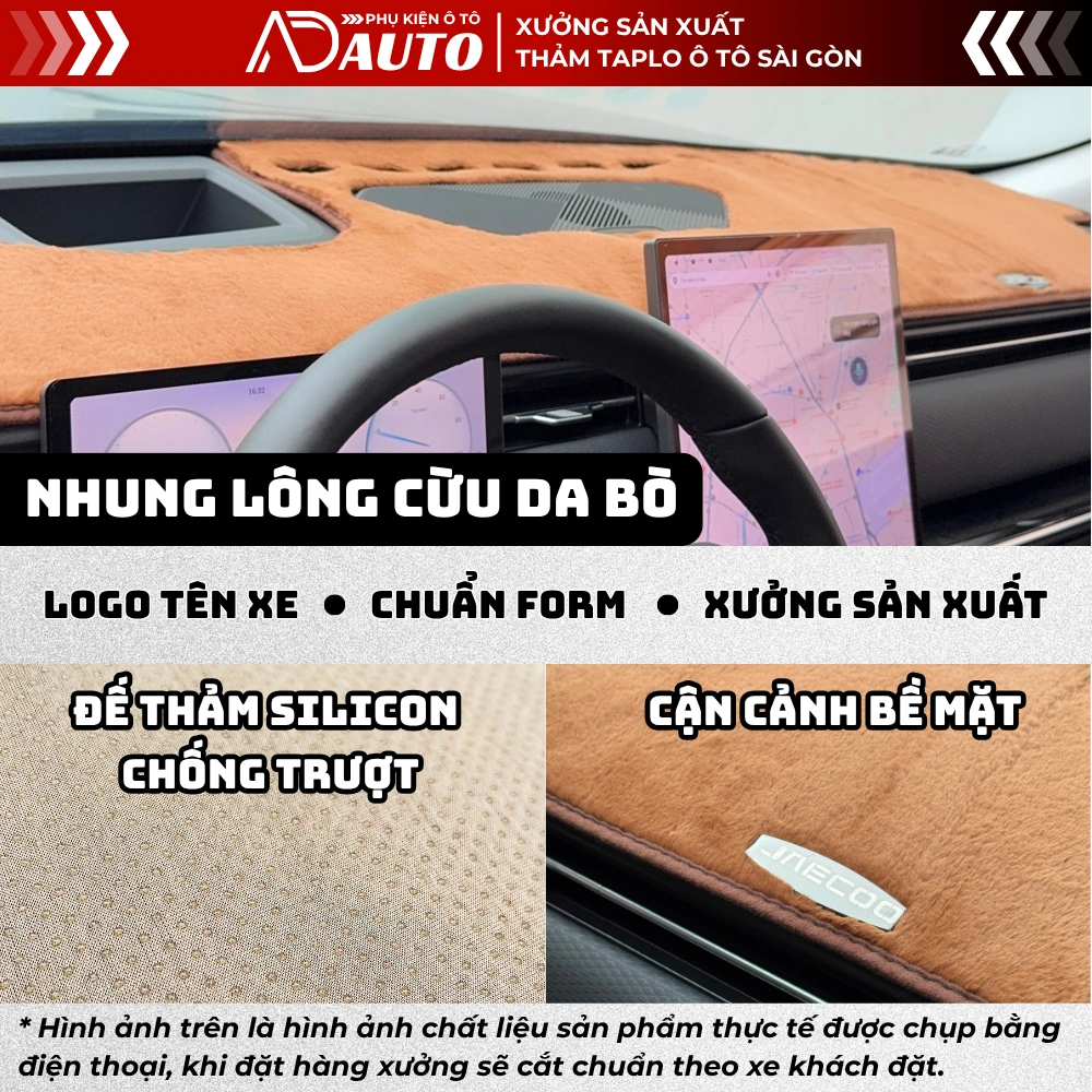 Thảm taplo nhung lông cừu màu da bò
