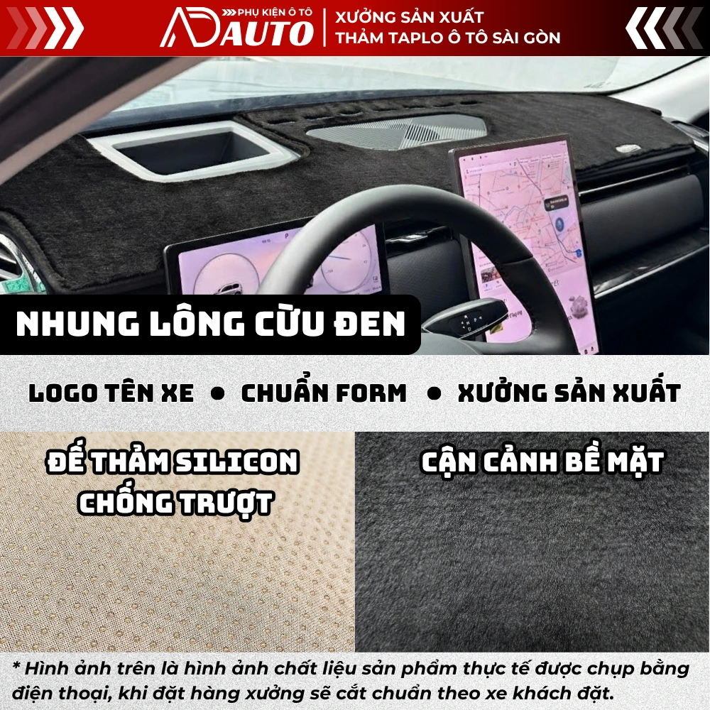 Thảm taplo nhung lông cừu màu đen